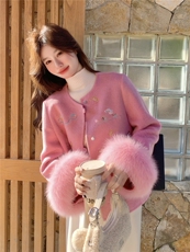 现货新款2183-P390-K596双面羊绒带袖毛狐狸毛可脱，女装双面呢大衣，网红馆