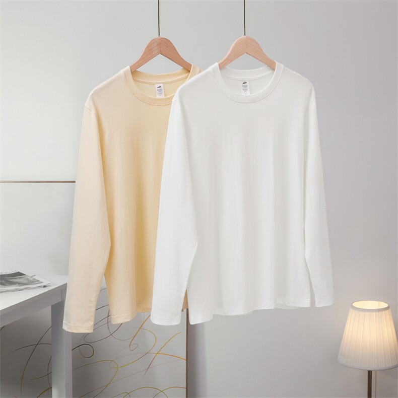 230g简约内搭打底衫男女秋长袖纯棉正肩T恤男圆领纯色衣服，男装T恤，电商A110