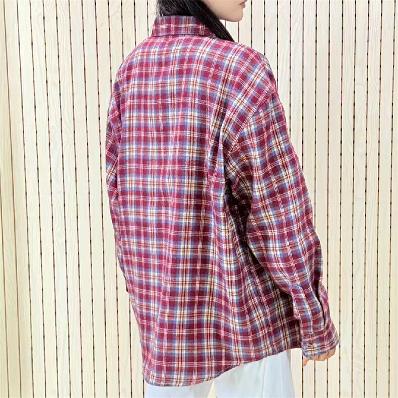 春季新款现货（跨境电商）格子男女情侣款潮流宽松格纹衬衣,男装衬衫,星座1107-1