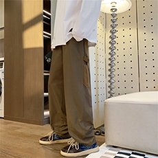 美式裤子高街ins潮坠感工装裤男直筒重磅休闲长裤K0114-P35，男装休闲裤，星座308B-1