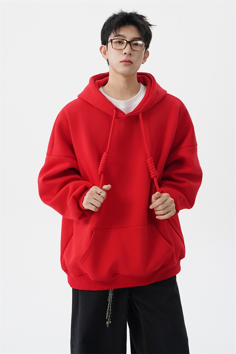 高克重卫衣男连帽卫衣纯色粗绳大帽衫情侣装休闲外套WY19P58,男装卫衣,电商D206-1