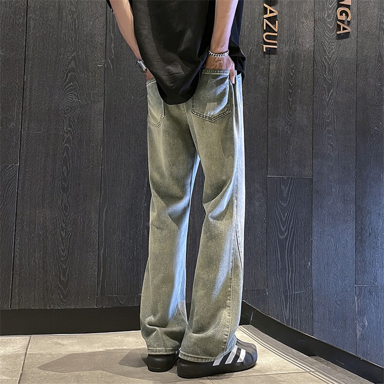 美式复古牛仔男夏潮牌美式修身高街长裤微喇裤2516p48,男装休闲裤,电商D315