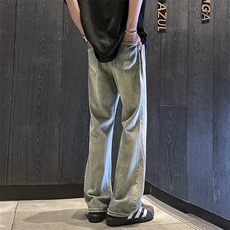 美式复古牛仔男夏潮牌美式修身高街长裤微喇裤2516p48，男装休闲裤，电商D315