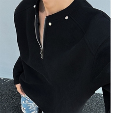 半拉链解构小众设计感垫肩卫衣男秋季cleanfit重磅长袖L6609-p39，男装卫衣，星座1008