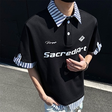 假两件短袖t恤男夏季韩版潮流港风宽松休闲潮牌体恤衫TT0352-P48，男装T恤，星座308B-2