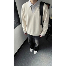 假两件卫衣衬衫领拼接春季男复古上衣长袖T恤C61324-TP4589，男装T恤，电商A102