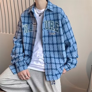 扎染薄款衬衫港风男复古百搭宽松衬衣外搭防晒上衣潮时尚洋气开衫图片