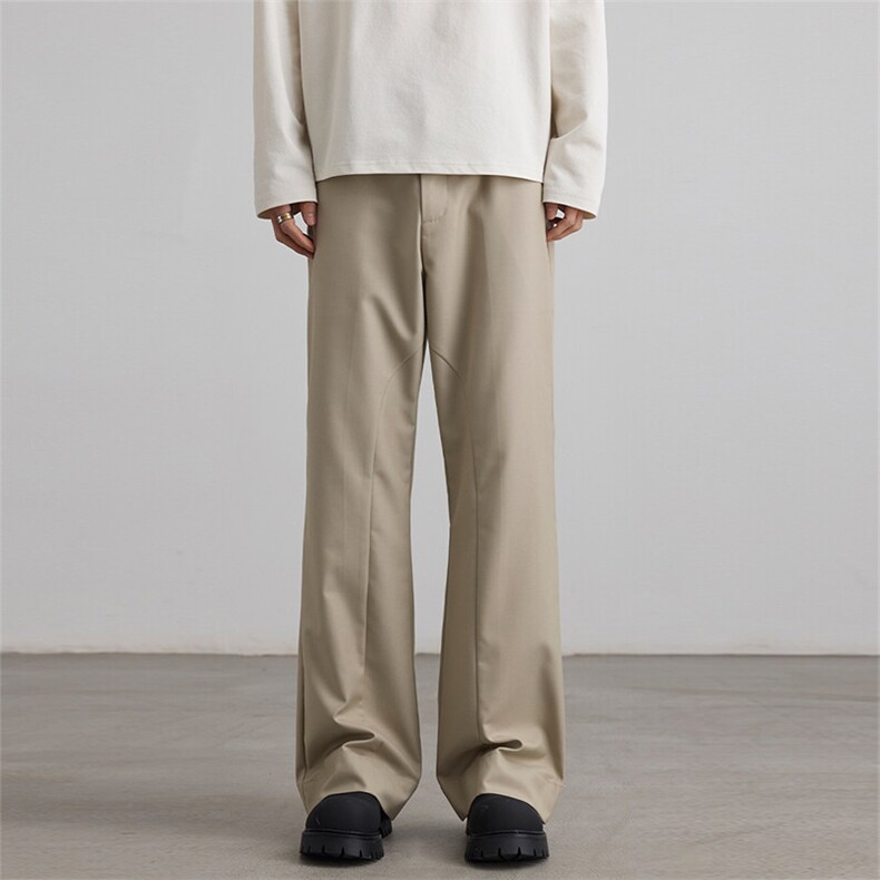 2025春夏新款TR基础直筒微喇cleanfit休闲显瘦拼接弧线垂感西裤男,男装休闲裤,星座301D-3