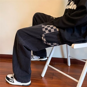 牛仔裤男秋季潮大码休闲裤子高街XK8021P45图片