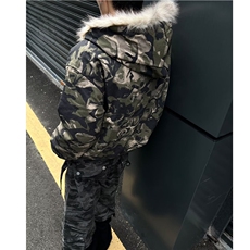 【有货】DF2219-P113美式高街迷彩毛领连帽棉服男女冬季宽松外套，男装棉衣，星座603-2