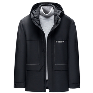 男中年可脱卸帽羽绒服灰鸭绒休闲厚款外套爸爸装上衣ZK21007-P270图片