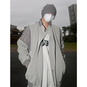 高街vibe美式外套男短款垫肩春秋季飞行员夹克拼接欧美街头棒球服图片