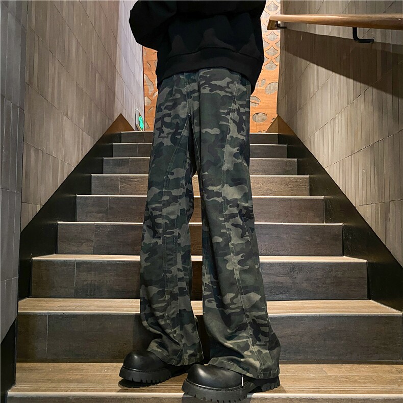 2025秋季新款美式高街迷彩潮流直筒牛仔裤B315-K114-p55控78图片