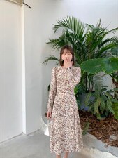 秋季新款韩版修身淑女气质高雅淑女时尚连衣裙，女装连衣裙，荷塘月色