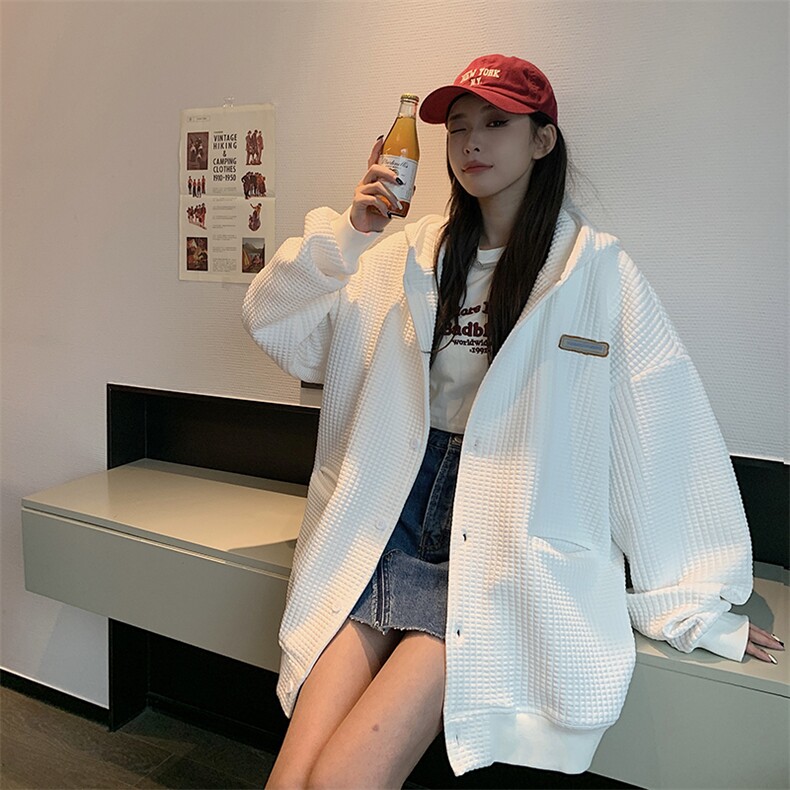 EQ178华夫格外套女学院风高品质韩版春季中性风夹克2024新款P68,女装短外套,电商C306-1