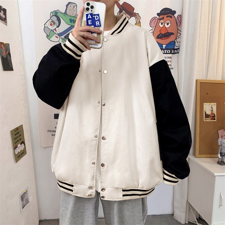 J1901P30室内港风秋季新款棒球领夹克情侣棒球服糖果色外套,男装夹克,电商A026-1