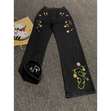 美式复古刺绣牛仔裤宽松直筒阔腿拖地长裤513ACK2511P43，男装牛仔裤，星座513A