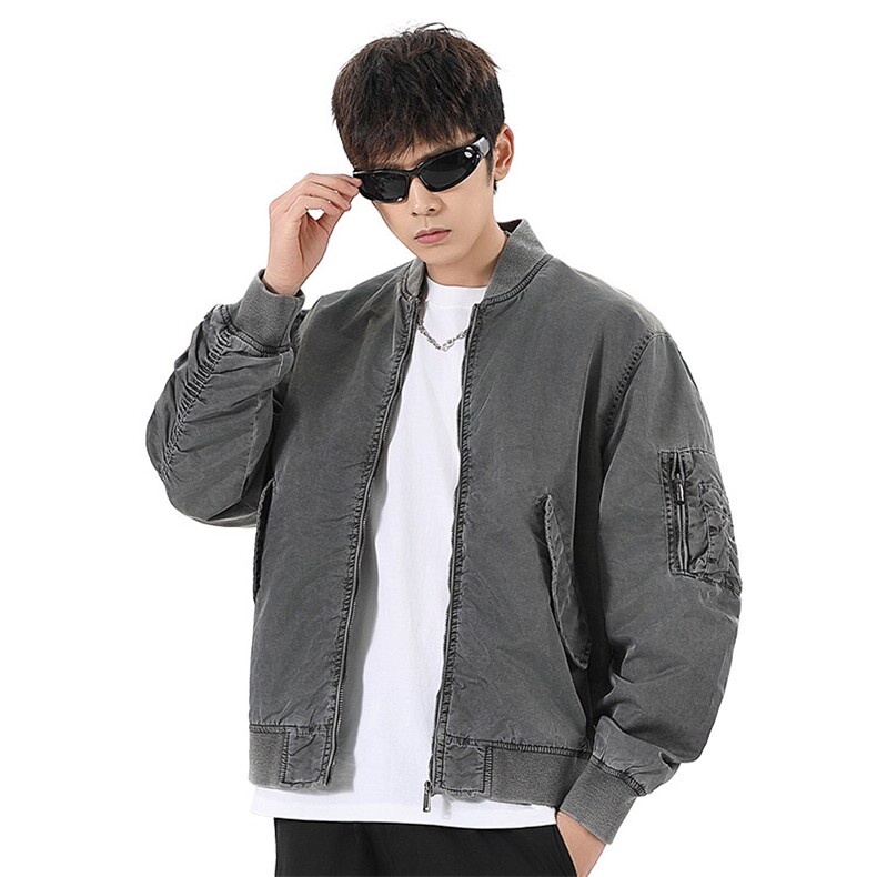 美式复古做旧开拉链衫外套宽松棒球服夹克A436-0627-P115158,男装夹克,电商A436