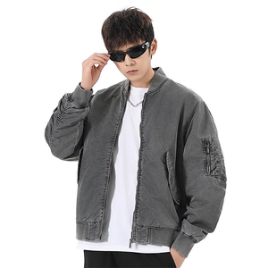 美式复古做旧开拉链衫外套宽松棒球服夹克 A436-0627-P115158图片