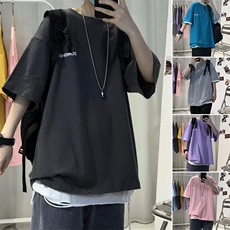 T06男女休闲圆领跑量仿棉T恤衫大码学院小字母印花特P15，男装T恤，星座115A(原星座507）