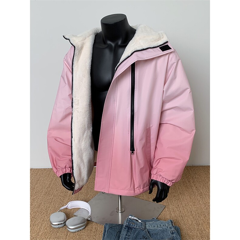 渐变三防户外冲锋衣内里600克仿兔毛潮牌棉衣XZ301AY08P128，男装夹克，星座301A