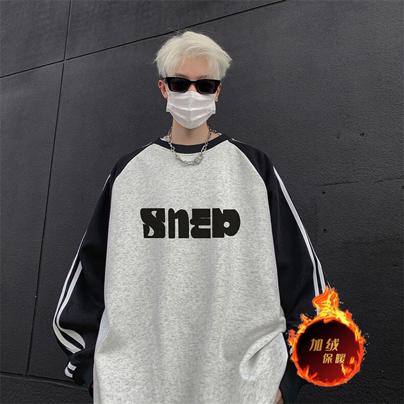 抖音得物供货提供视频秋冬重磅美式宽松织带圆领卫衣0713,男装卫衣,电商A486