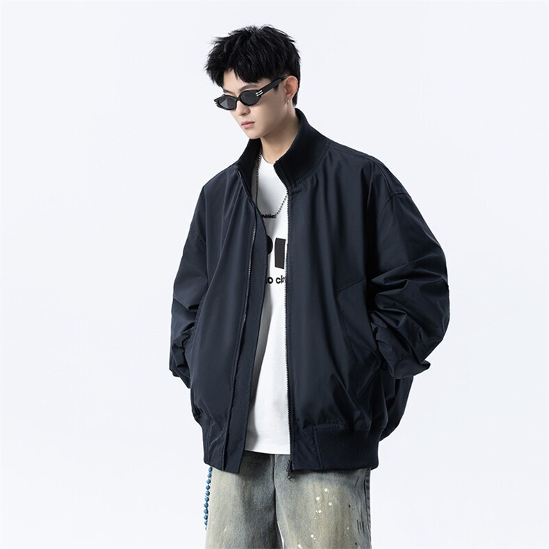 港风日系复古设计感拼接高领开衫夹克外套XZ213-JK4000-P60控88,男装夹克,星座213