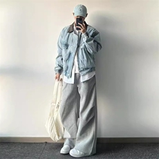 美式复古水洗做旧拼接翻领牛仔外套女2025早春浅蓝色夹克上衣，男装工装外套，星座1210-1