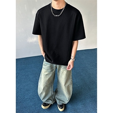 2026夏季新款拼接短袖T恤解构正肩圆领男女X64122-TP14不，男装T恤，电商A102