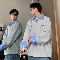 韩版polo衫假两件撞色拼接卫衣长袖男2025春秋季W100-P58，男装Polo衫，电商C307