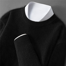 2025年秋季圆领时尚百搭通勤简约休闲男士羊绒衫，男装羊绒套衫，戎叶云台