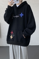 秋季美式小众情侣加厚外套宽松重工贴片刺绣连帽卫衣男潮WY22P78，女装短外套，电商D206-1