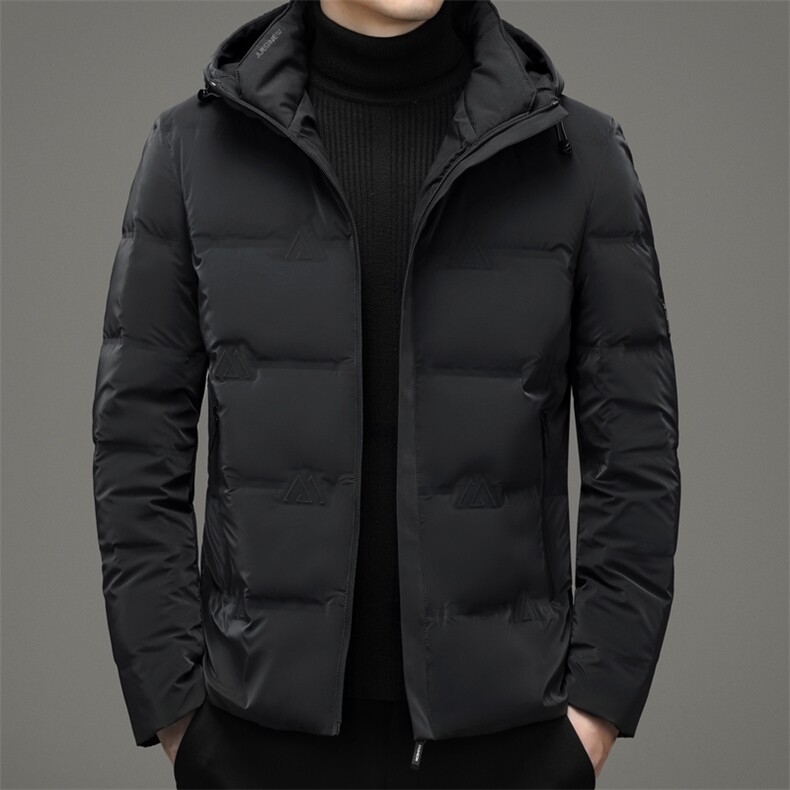 冬季新款男士中青年厚款连帽90%鸭绒纯色羽绒服男外套HB9601-P200，男装羽绒服，电商B212（原钱塘6029）