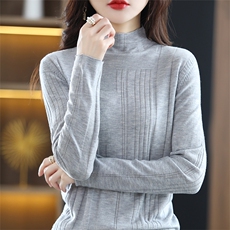 时尚百搭高领长袖毛衣女秋冬新款修身显瘦针织衫打底衫，女装针织衫/毛衣，琳华羊绒