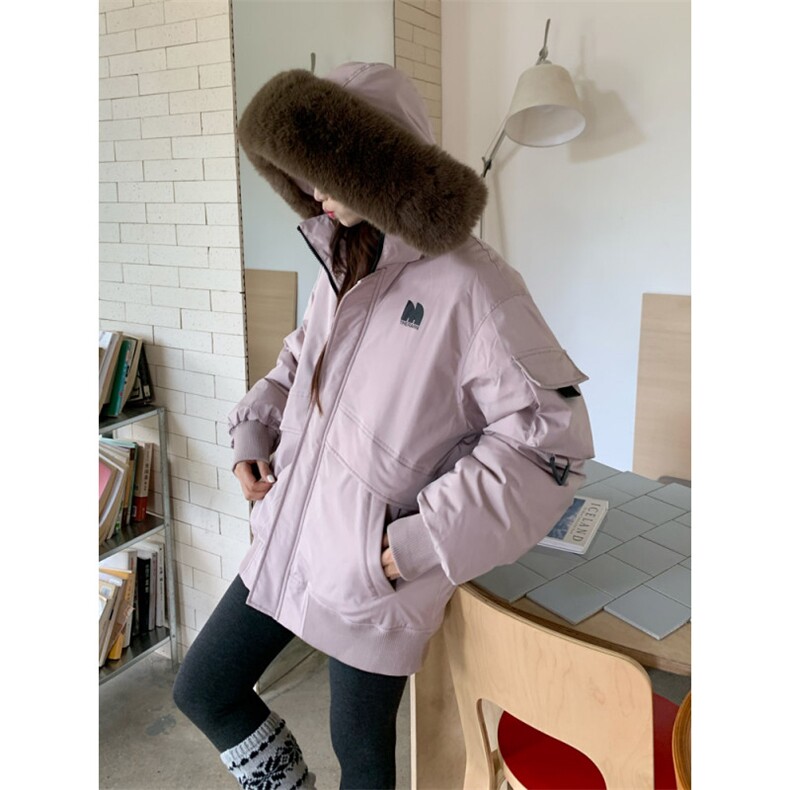 A596-P110工装棉服冬季新款大毛领加厚派克服棉衣韩版外套,男装棉衣,星座911