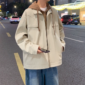 2025春款假两件夹克男工装青少年户外宽松外套情侣外套JK0195-P90图片