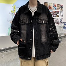 A885-P58秋季潮牌做旧牛仔裤外套男美式高街宽松潮牌工装夹克，男装夹克，星座512-6