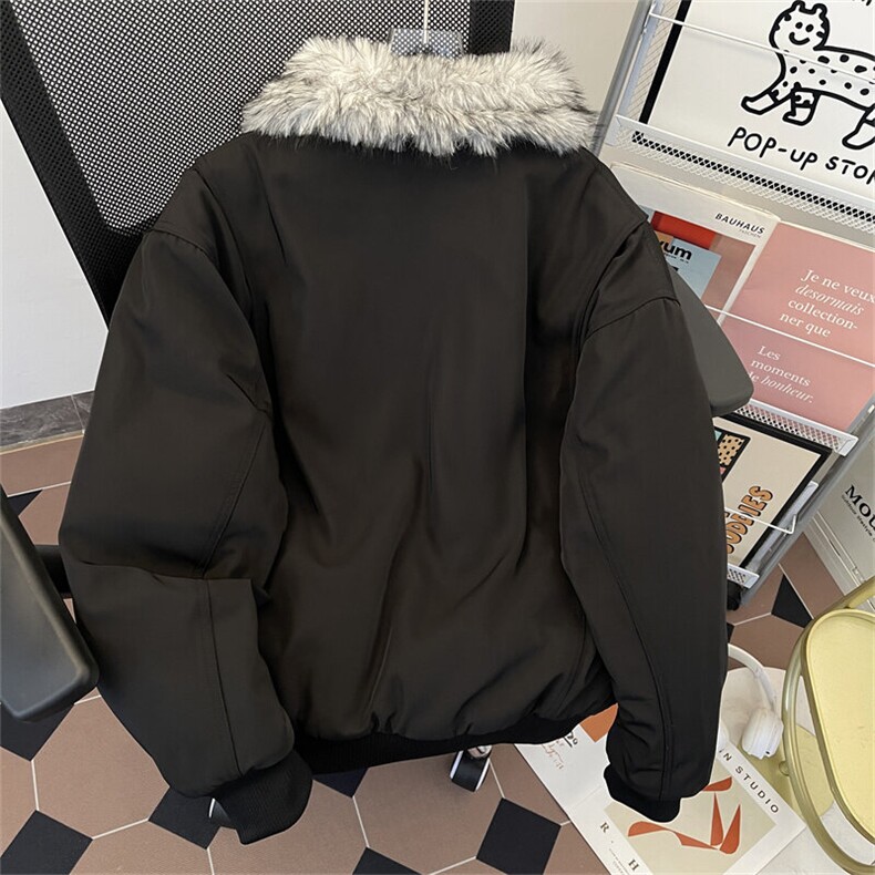 美式鹿皮加毛夹克冬季加厚翻领皮毛短款外套潮M0988-P128,男装棉衣,星座308B-1