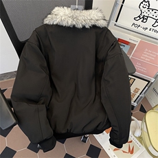 美式鹿皮加毛夹克冬季加厚翻领皮毛短款外套潮M0988-P128，男装棉衣，星座308B-1