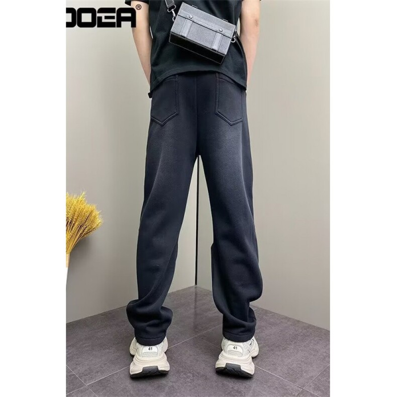 1506-1/KC841/P59黑色微喇牛仔裤男秋冬加绒窄版显瘦弯刀裤子,男装牛仔裤,星座1506-1