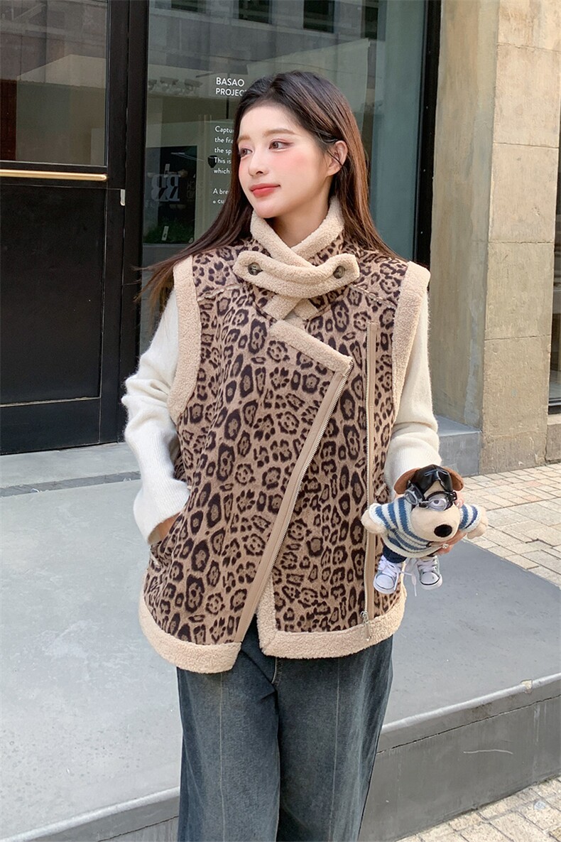 新款，豹纹马甲皮毛一体B081-8732-P125-K188,女装马甲,浙宝276（原081）