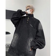 美式街头复古水洗立领牛仔外套情侣潮牌宽松夹克上衣男J8931-p68，男装夹克，星座1008