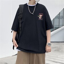 欧美复古潮牌T恤男汉堡印花情侣装ins宽松高街半袖上衣T1071-P32，男装T恤，星座512-2