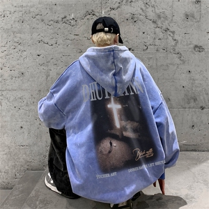 男装做旧加厚连帽卫衣 23冬发光十字架印花外套 XZ514-2-6679-P78图片