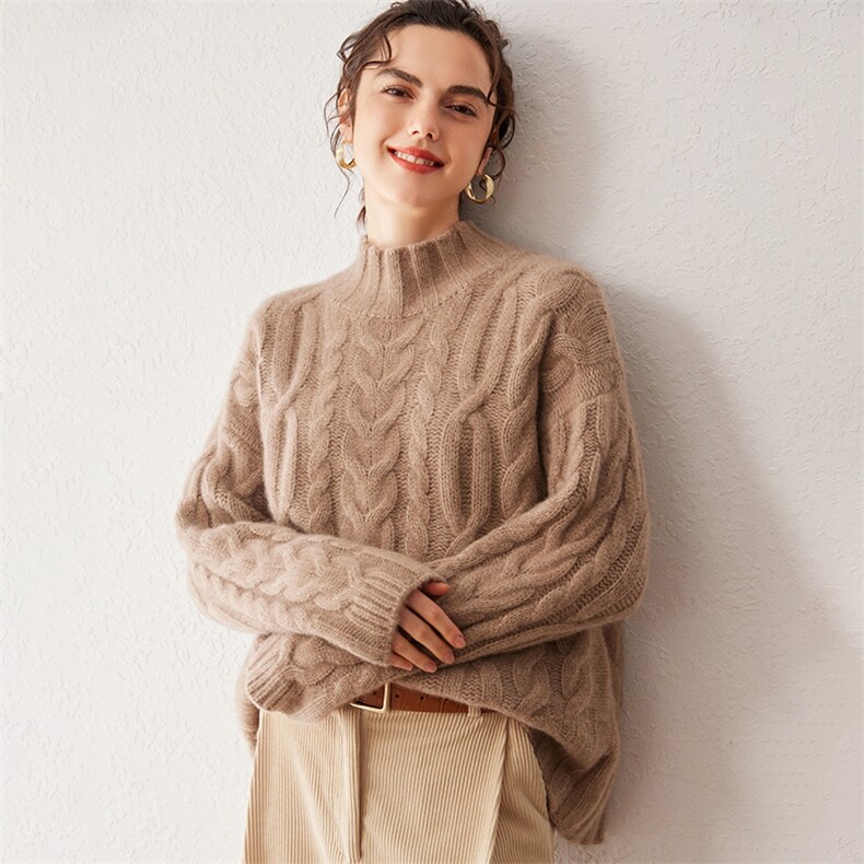 2024年秋季简约精致百搭纯色半高圆领套头羊绒衫，女装羊绒衫，戎叶云台