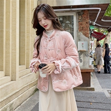 2025年冬季新款白鸭绒新中式温柔优雅风刺绣立领羽绒服，女装羽绒服，1C080