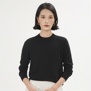 圆领羊绒衫女2024新款纯色套头针织内搭毛衣一线成衣打底衫女秋冬图片