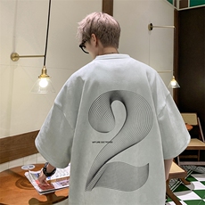 T2336特P25控39风夏季高品质麂皮绒印花T恤，男装T恤，电商B205