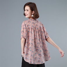 时尚潮流舒适衬衫短袖2021年夏季排多扣宽松气质，女装衬衫，叶笙衣