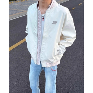 立体浮雕刺绣飞行员夹克男款秋季民族风设计感立领棒球服 JW66图片